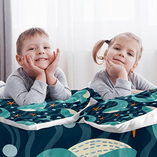 Parure de lit housse de couette dauphins et étoiles de mer douce