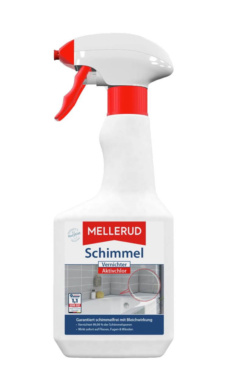 Mellerud Schimmel Vernichter Aktivchlor – Hocheffektives Spray zur Schimmelentfernung auf Fliesen, Fugen, Wänden, Decken u. v. m. – 1 x 0,5 l