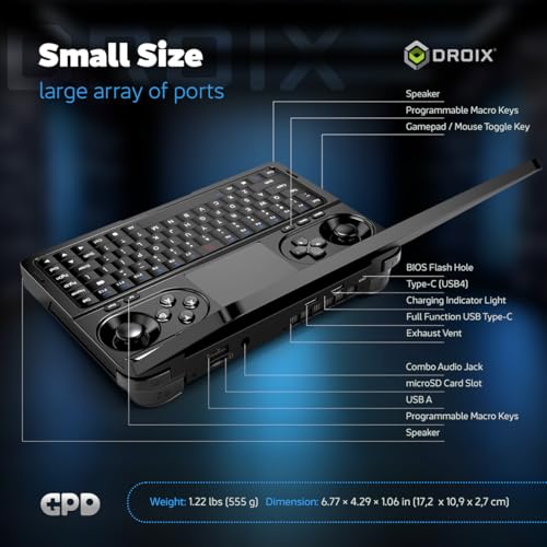 Image of GPD Win Mini 2025 Handheld Gaming PC, AMD Ryzen 7 8840U, 8C /16T up to 5.1GHz, Radeon 780M GPU, 16GB LPDDR5X RAM, 1TB NVMe SSD, 7 inch 1080p 120Hz Touchscreen, Wi-Fi 6E Bluetooth 5.3