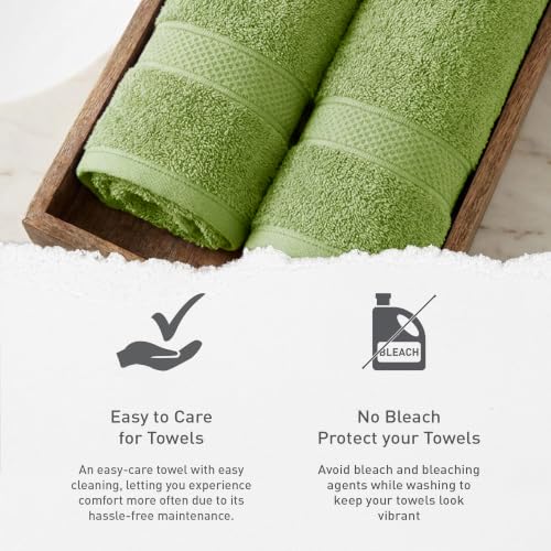 Image of MYTRIDENT Hand Towel | Urban Comfort | Quick Drying | Travel Friendly | for Men /Women | 2 Pc Hand Towel (40 cm x 60 cm) | 100% Cotton 450 GSM - Olive