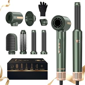 7 In 1 Airstyler Pro, Atopskins Hairstyler Warmluftbürste Set, 11,0000 Rpm Föhn mit Diffusor, Rundbürstenföhn,Glätteisen,... Waves Lockenstab Airflow-Wrap | Zum Styling, Volumisieren, Locken Glätten