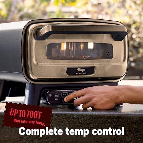 Image of Ninja Artisan Outdoor Pizza Oven, 12-inch, 3-minute Pizza, Neapolitan, Thin Crust, New York Chicago, Custom, 700F Max Temperature, Electric Heat, Bake, Broil, Proof, Warm, Green, MO201GN2