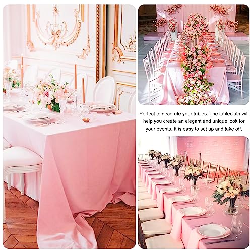 Image of 4 Pack Rectangle Tablecloth 90x132Inch Pink Washable Polyester Table Cover for Wedding Dining Table Buffet Parties Banquet Decoration(Pink)