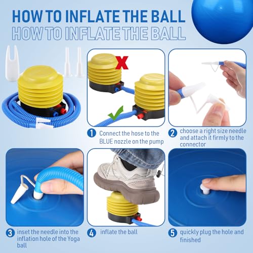 Image of Leyndo 4 Pcs 26 Inch Yoga Exercise Ball Pilates Pregnancy Birthing Fitness Ball with Quick Pump Anti Burst for Improved Posture, Balance, Yoga, Pilates, Training