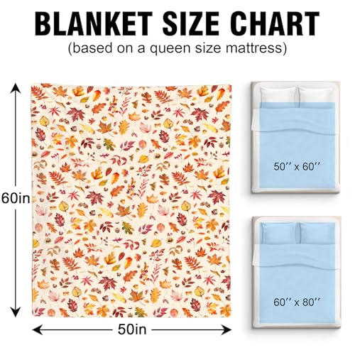 Manta de lanzamiento de otoño MixYoke con hojas de calabaza y franela a cuadros para sofá cama miniatura 7