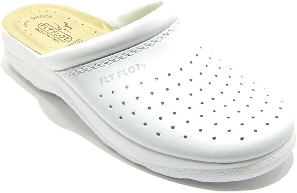 Ciabatte Sanitarie Uomo Fly Flot In Vera Pelle - Antiscivolo, Con Elastici, Made In Italy, Colore Blu - Foto 4