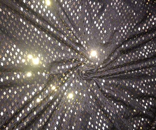 Black Lycra Fabric with Gold Work ~ 58