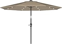 Vista 1 de Pure Garden Sombrilla de patio con luces – Toldo de 10 pies para exteriores con 32 LED solares – Paraguas LED de protección UV 30+ (arena)