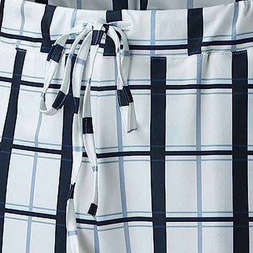 Men's Summer Casual Plaid Shorts Relaxed Fit Plaid Cargo Short Drawstring Striped Outdoor Short Pant2