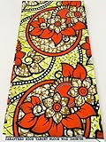 Polyester African Wax Prints Fabrics/Cotton Blend African Wax Print-Floral Pattern- Orange, Yellow, Black, White, Lime-Green, Dark-Blue, Gold - Sell by 6 Yards-for Men and Women