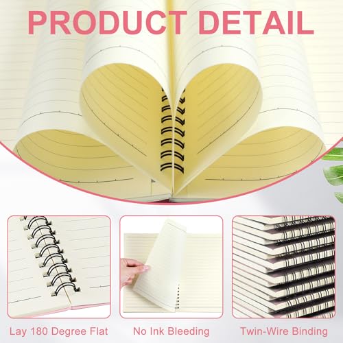 Image of Yahenda 18 Pcs Spiral Notebooks,1 Subject,Wide Ruled, Pink