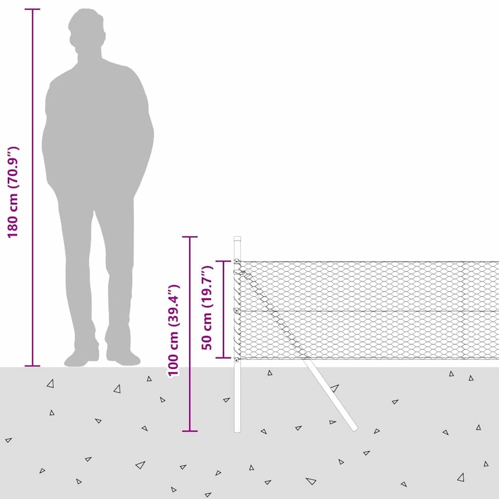 Zestaw ogrodzeniowy z drutu spawanego, 25 x 0,5 m, ze stalą powlekaną PCW, 11 słupków, odporny na warunki atmosferyczne, rdzę i korozję, idealny do ogrodzenia ogrodowego, prywatności, tarasu