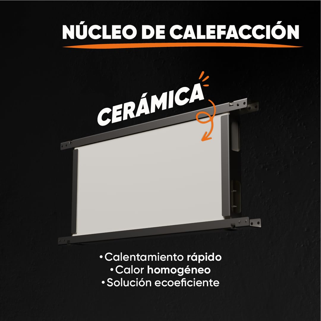 BESTHERM - Radiador eléctrico fijo de inercia seco cerámico 1000 W Bestherm TANIN horizontal blanco