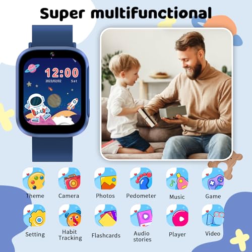 Kids Smartwatch for Boys and Girls Game Watch for Kids Sport Watches for Children with 1.4 Touch Screen, Camera, Pedometer, Flashlight, Games, Learning Card, Audio Story Educational Tools for Kids Age 4-102
