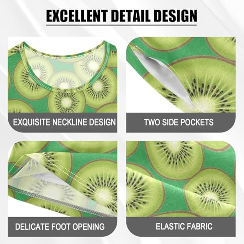 Pajama Short Sets Kiwi Fruit Slice Pattern Soft Cotton Summer Sleepwear 2 Piece PJS Size 5-14T3