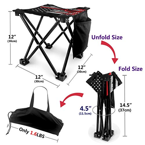 Rong-C Camping Stool, Ironworker America Flag Fishing Travel Outdoor Folding Stool, Portable Stool for Camping Walking Hunting Hiking Picnic Garden BBQ