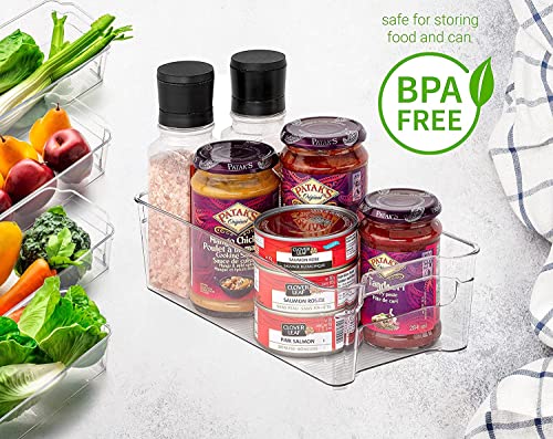 Image of Snazzy Refrigerator Organizer Bins - 6pcs Clear Plastic Bins For Fridge, Freezer, Kitchen Cabinet, Pantry Organization and Storage, BPA Free Fridge Organizer, 12.5 inch Long-Medium