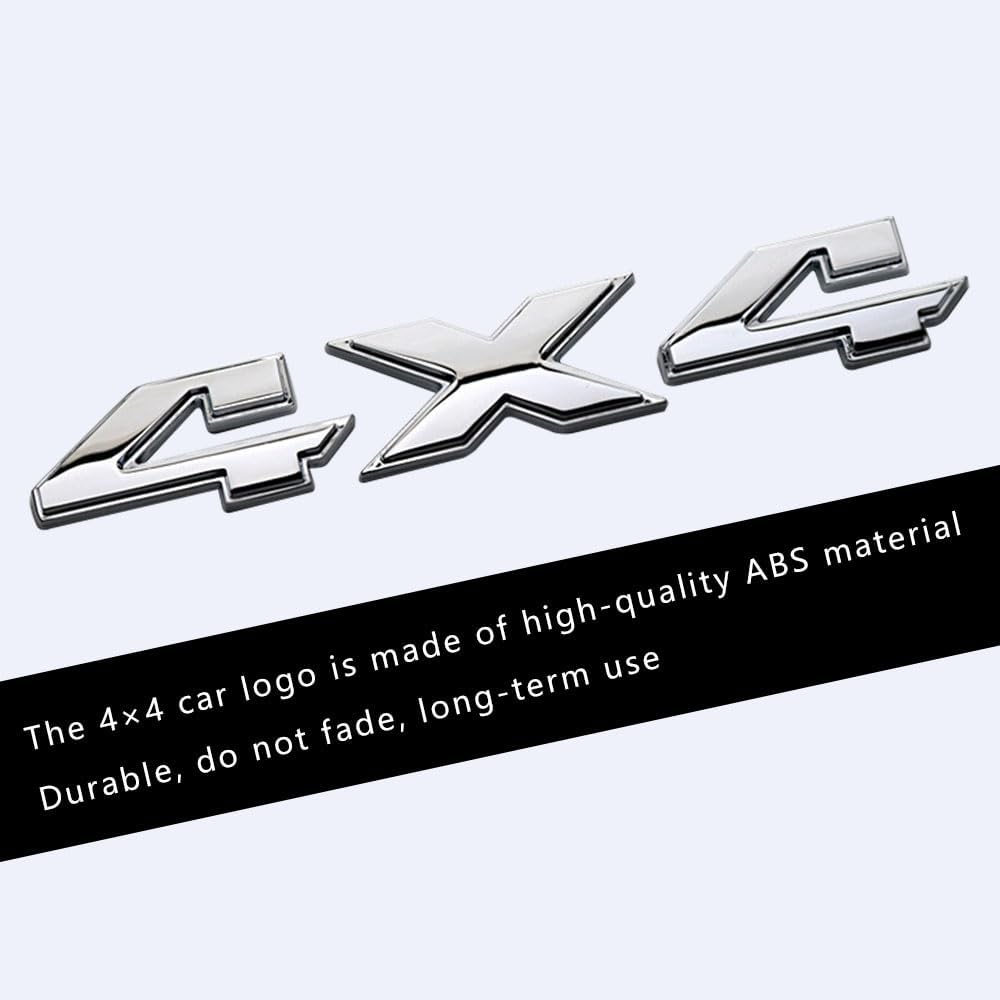 4x4 Emblem Sticker, 3D Fender Badge Decal Car Sticker, 4 x 4 Emblem Nameplate Decal, Car Exterior Emblems Badge 3D Sticker Decal for Cars, SUVS, Trucks