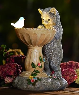 Nacome Solar Cat Garden Decor: Outdoor Statues Ornaments for Outside Decorations Yard Art Lawn Porch Patio Balcony - Christmas Birthday Gifts Choice for Mom Grandma Women Lover