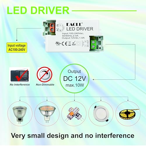 Image of LED Power Supply Driver AC 100-240V to DC 12V 1.0A 12W Transformer, for Driving Less Than 12W MR11 G4 MR16 GU5.3 LED Bulbs LED Light Strip, LED Lamp Adapter Driver Mini Power Supply, UL Listed