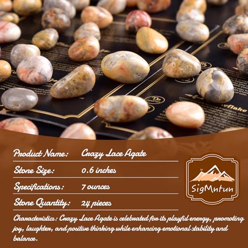 Image of Crazy Lace Agate Healing Crystal Stone Set - 24 Pieces, 0.6 inch Natural & Polished Stones for Healing, Meditation, Reiki, Chakra, Crafting & Decoration