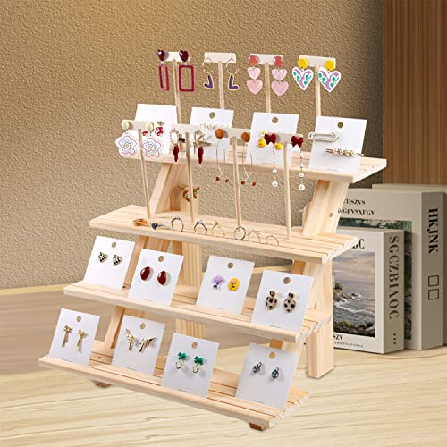4 Tier Wooden Display Stand Riser Cupcake Stand Dessert Display Shelves Party Serving Trays Catering Food Holder Donut Stand Collectibles Figures Earring Table Display Stand For Vendors Retail Selling #TOP7