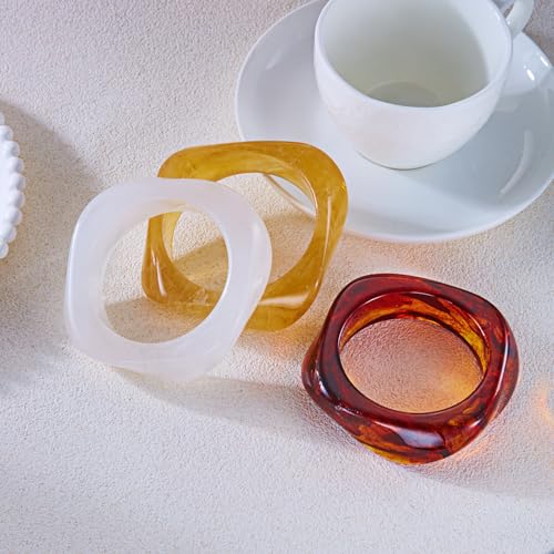 RINHOO 3pcs Acrylic Bangle Colorful Square Resin Bracelet Irregular Punk Geometric Statement Jewelry for Women (Style-A) - image 6