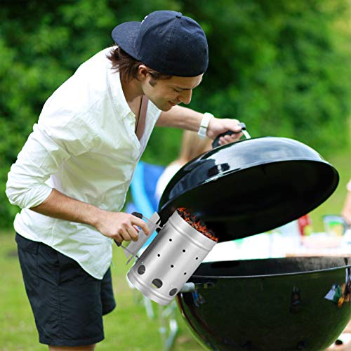 Relaxdays Anzündkamin, aus Stahl, Grillkohleanzünder für BBQ, Kamin, Grills, H x D: 27 x 16 cm, Grillstarter, silber 5