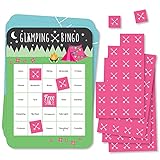 Big Dot of Happiness Let’s Go Glamping - Bingo Cards and Markers - Camp Glamp Party or Birthday Party Bingo Game - Set of 18