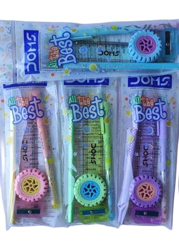 Image of JKGenuine-DOMS All the Best Stationery Kit with Pencil, Eraser, Sharpener, Scale and Pen, Return Gift for Kids, Pack of 5