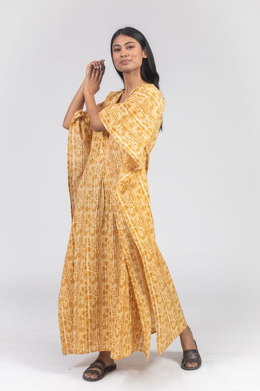 Image of NIHSAMAH Cotton Kaftan Nighty for Women, Printed Premium Stylish Loungewear, Comfortable Nightwear, Sleepwear for Ultimate Relaxation