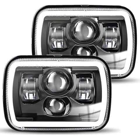 MGLLIGHT New Z Beam 5x7 Led Headlights DOT Approved 7x6 LED Headlights 500% Brighter Sealed Beam H6054 LED Headlights DRL/Amber Turn Signal for Cherokee XJ YJ Chevy Express GMC Van, Pair Cover