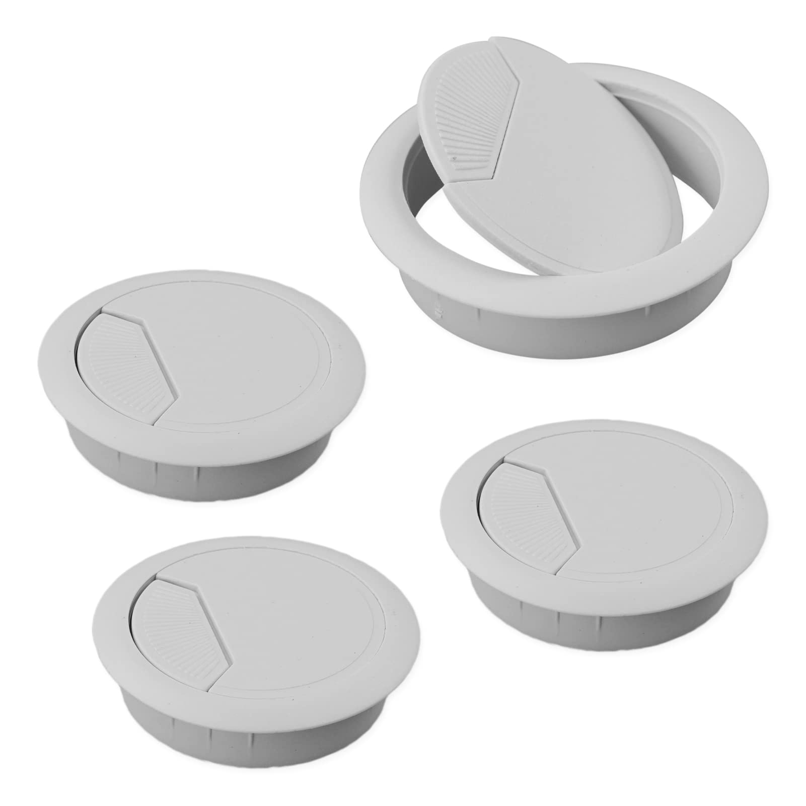 Passacavo Da Scrivania - 4 Pezzi Bianchi Per Organizzare Cavi - Ø 60mm - Foto 5