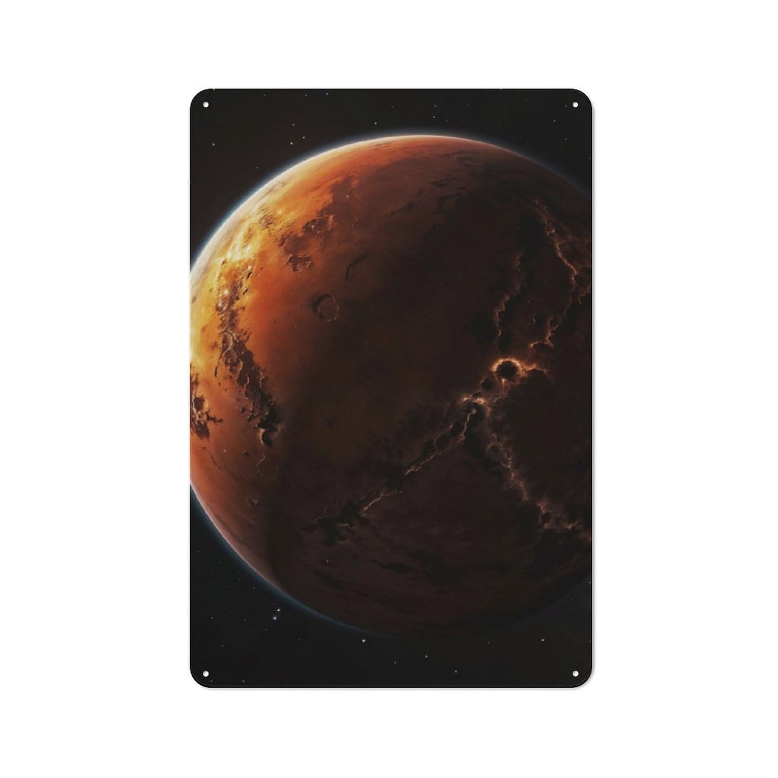 A Martian Landscape Tin Wall Plaque 30x20cm, Rustic Cottage Wall Art for Dining Room, Cafe, Entryway Or Family Room