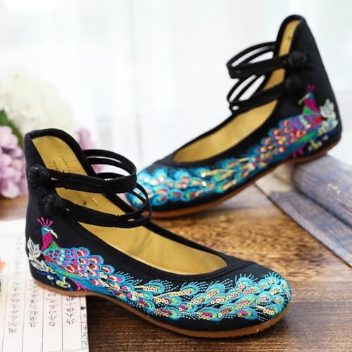 SAILING LU Womens Cute Embroidery Flats Traditional Chinese Height-Increasing Mary Janes Comfy Cosplay Low-Heel Party Shoes4