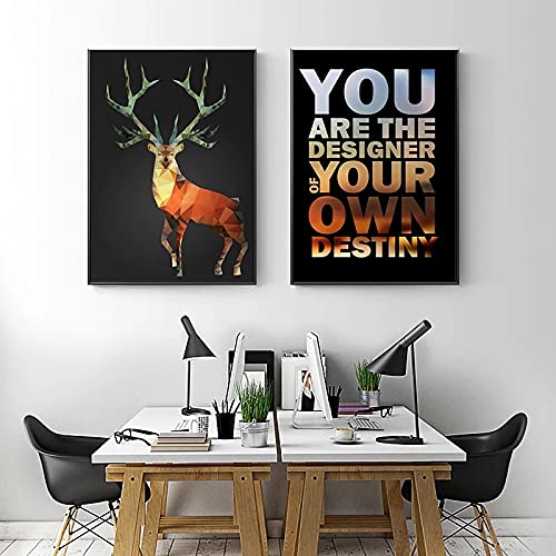 Peinture sur toile cerf abstrait et citations inspirantes
