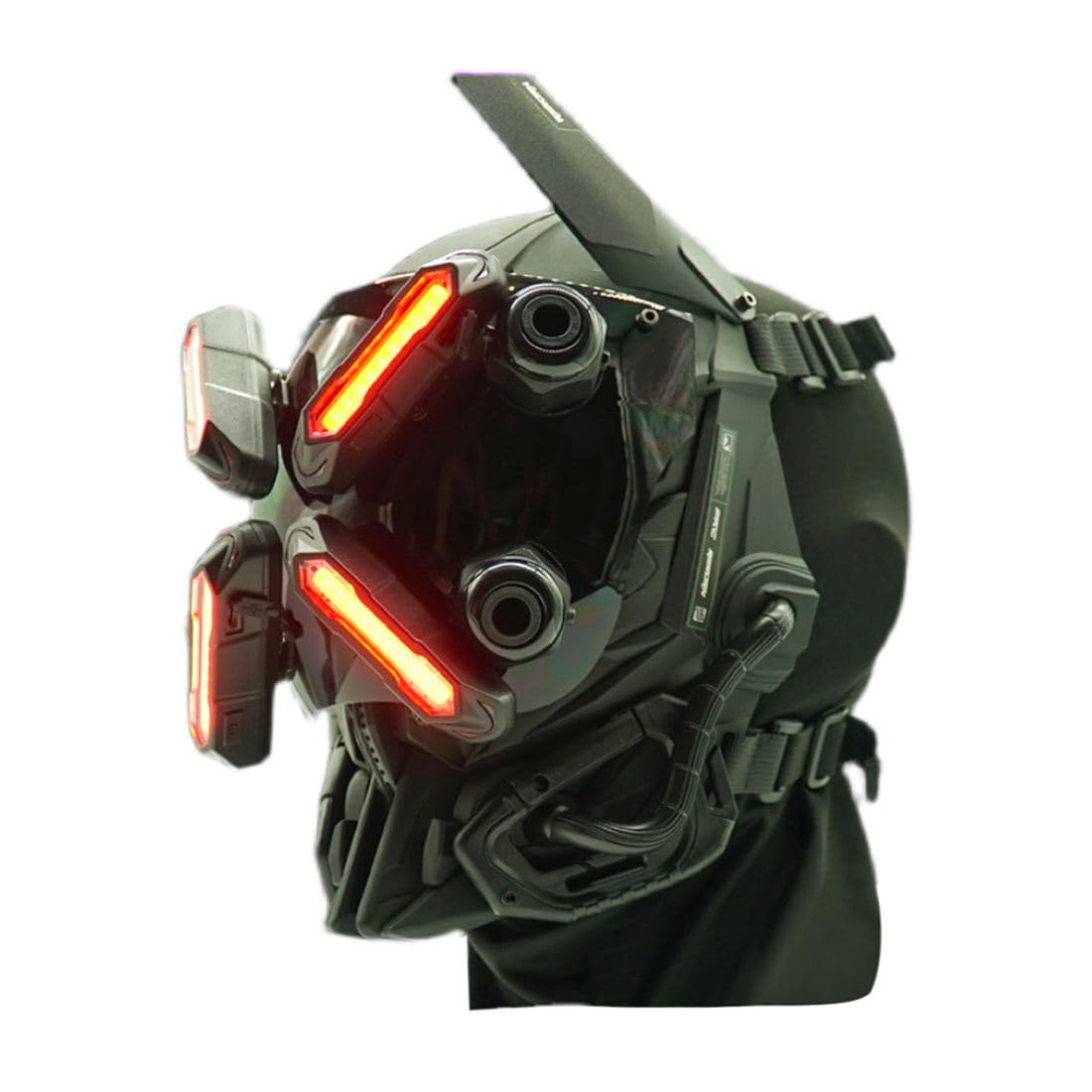 OYDL Cosplay Helmet for Men, Futuristic Tech Punk Mask with LED Light for Cyberpunk Cosplay: Type D