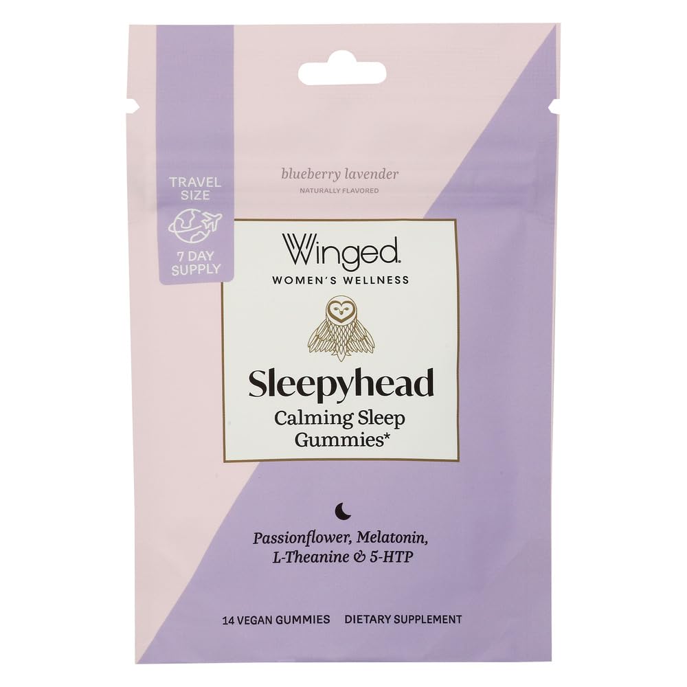 Winged Wellness Suplemento para o Sono com melatonina 3 mg, L-teanina, 5-HTP e GABA — 14 gomas