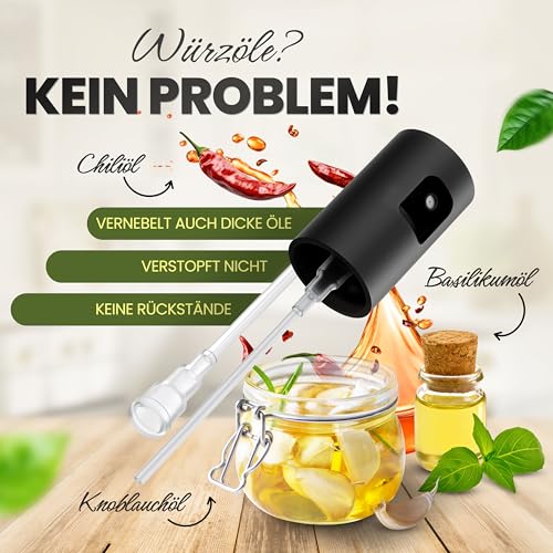 Leisure Life® | NEU: Premium Ölsprüher 2.0 – Volledelstahl 100 ml | UV-Schutz, BPA-frei, spülmaschinenfest | gleichmäßiger Sprühnebel | für Küche, Grill & Airfryer 6