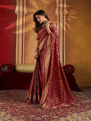 Image of MADHUHANSH Women's Cotton Silk Saree with Unstitched Blouse Piece Zari Weave and Floral Pattern | Heavy Embroidery Saree for Women | Interview Saree for Women | Readymade Blouse with Saree Set