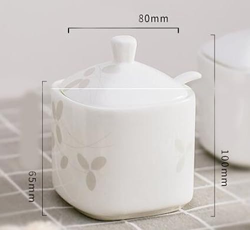 Miniatura 4 de Tarro de especias de cerámica con impresión de flores creativas con tapa cuchara condimento caja de condimentos ollas condimentos estantes de