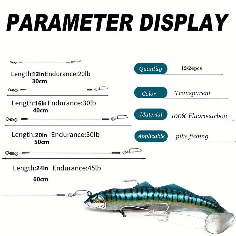 24pcs Líderes de Fluorocarbono para Pesca 24 piezas miniatura 3