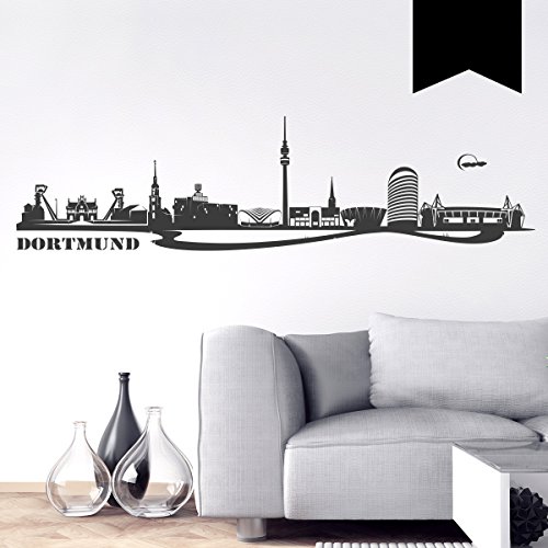 WANDKINGS Wandtattoo - Skyline Dortmund - 115 x 30 cm - Schwarz - Wähle...