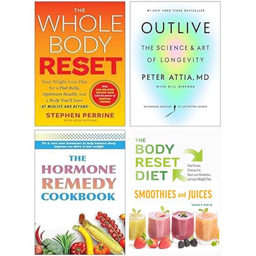 Outlive: The Science and Art of Longevity, The Whole Body Reset, The Body Reset Diet Smoothies & The Hormone Remedy Cookbook 4 Books Collection Set      Paperback – June 11, 2024