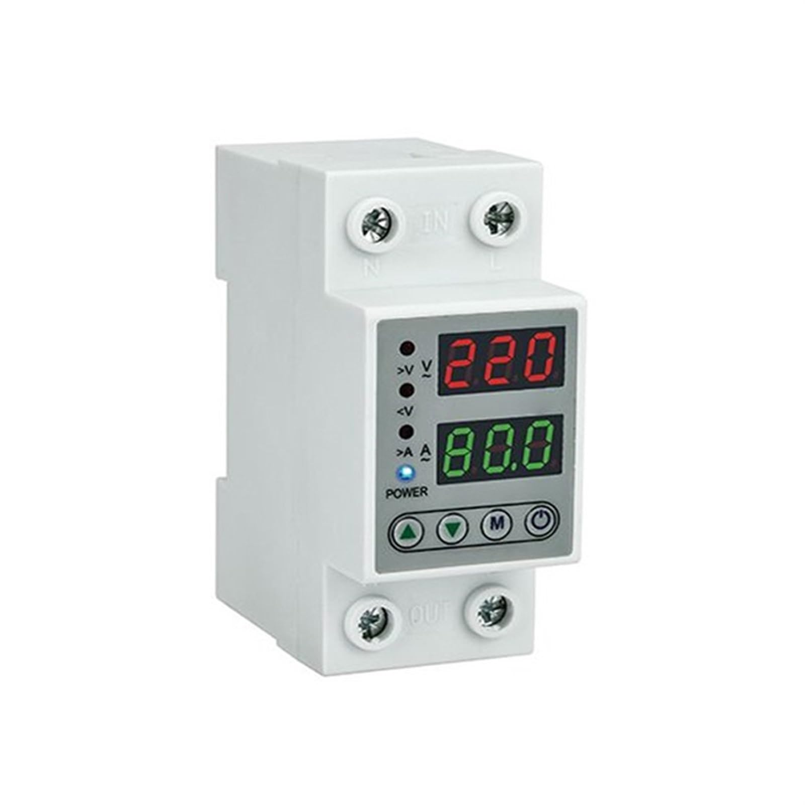 VDOQTLJT Adjustable Digital Over & Under Voltage Protector Dual Display 40A 63A 230V Din Rail Relay Surge Limit Current Protection