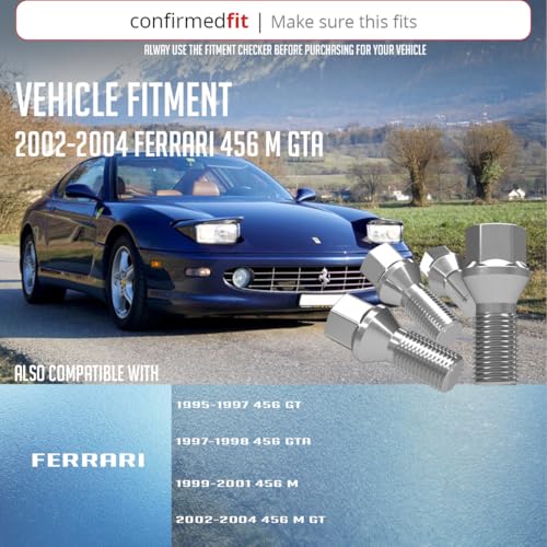 Image of Wheel Accessories Parts 20 Pcs M14 x 1.50 Thread Acorn Seat Lug Bolt Chrome Finish 24mm Shank Length 17mm Hex fits Ferrari 456 GT 456 GTA 456 M 456 M GT 456 M GTA