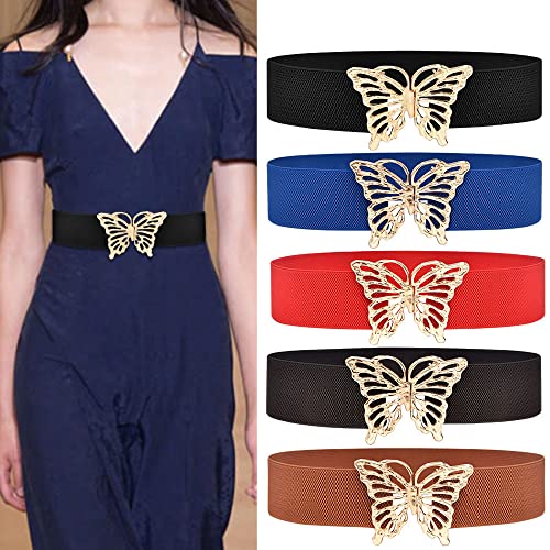 YOU&M Women's Butterfly Buckle Elastic Waist Belt Stretch Corset for Cute Elegant Sweet Dress Belt Plus Size2