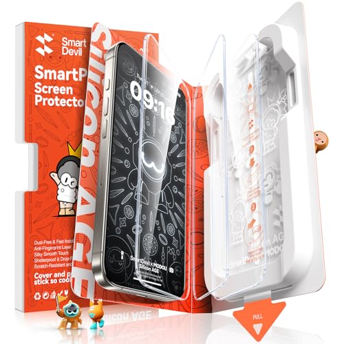 SMARTDEVIL 3 Pack Screen Protector for iPhone 16 Pro, HD Tempered Glass with Bubble-and-Dust-Free Box Military Grade Shatterproof & Ultra Durable