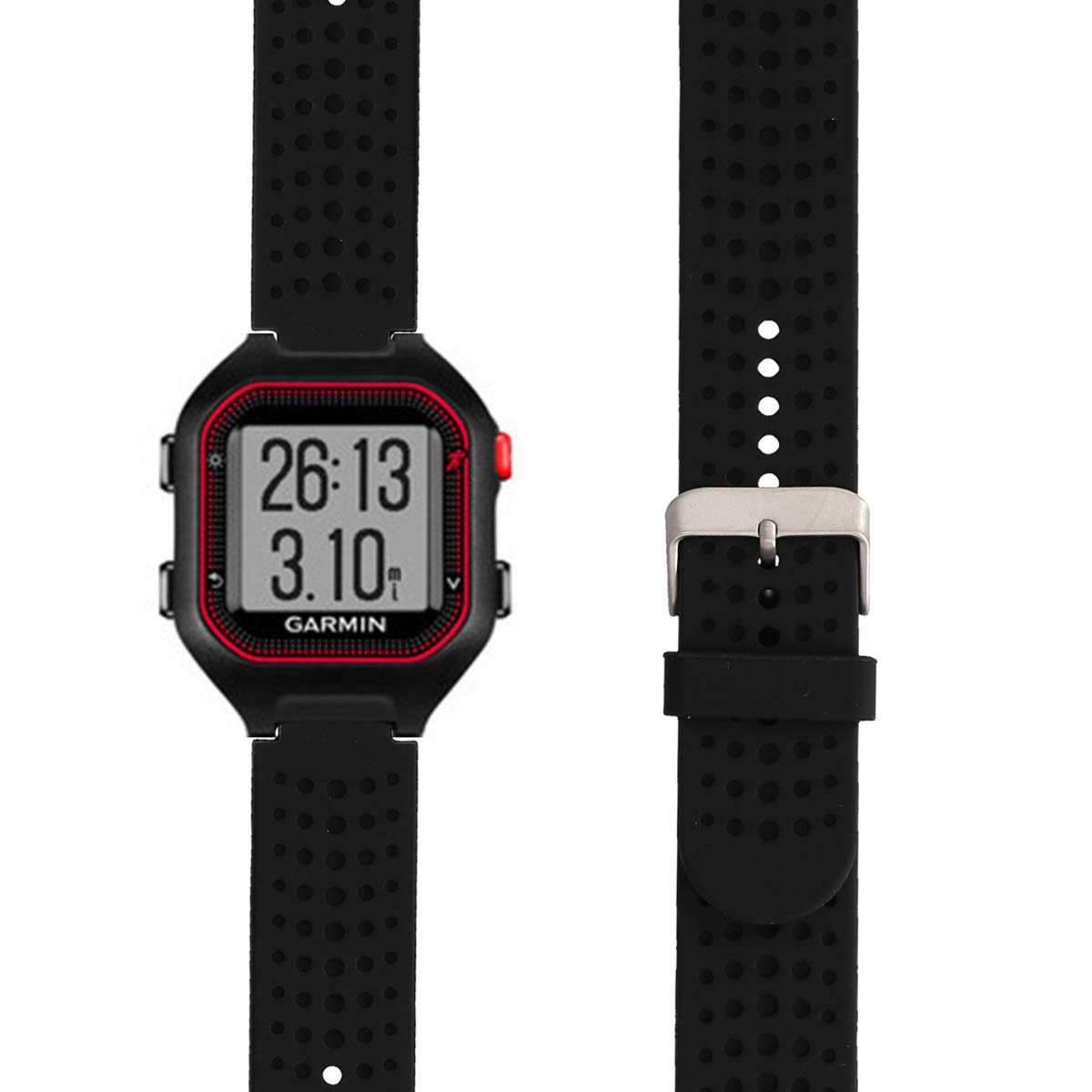 kwmobile Strap Compatible with Garmin Forerunner 25 (L 40 x 47 x mm)  Strap Replacement Silicone Watch Band Black