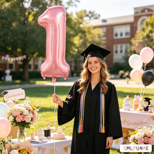 Image of 40 Inch Pink Number 4 Balloon, 4th Birthday Decoration Boys Girls